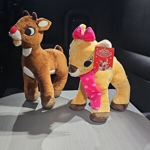 RUDOLPH THE RED NOSED REINDEER Plushes Clarice & Rudolph Stuffed Animal PreOwned